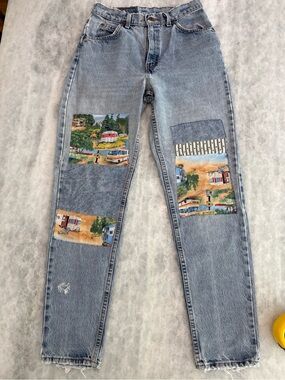 Levi's 951 Light Blue Custom RV Patchwork Ankle Jeans